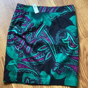 Ann Taylor Green and Purple Paisley Skirt